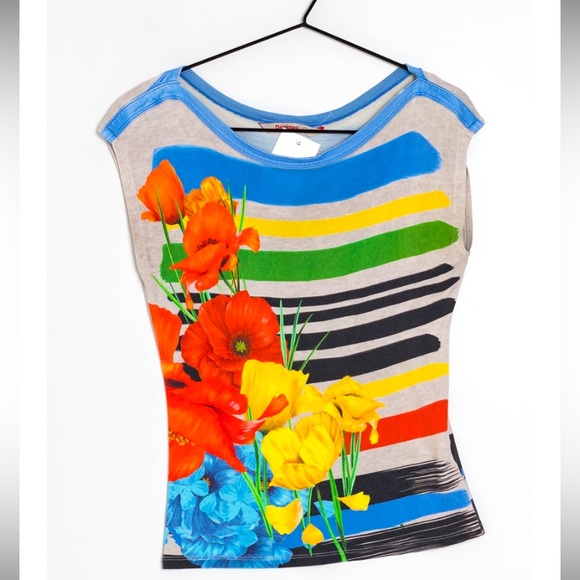 DESIGUAL Floral Tee short sleeves Size : Medium - Picture 1 of 10